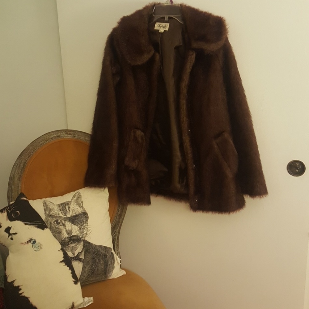 Brown faux fur coat